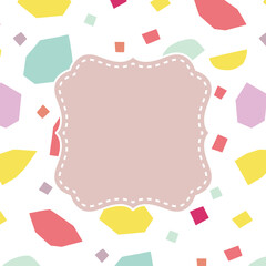 カラフルなモチーフが散らばる柄のフレーム