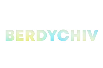 Berdychiv type decorated with blue and yellow blurred gradient. Illustration on white, cut out clipart elements for design decoration, sticker, t-shirt print, banner, apps, web