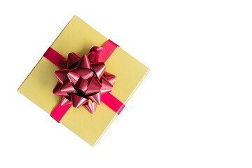 Luxury New Year gift box and Christmas gift boxed with bow ribbon in Christmas background