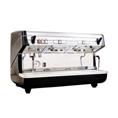 professional semi-automatic coffee machine for 2 groups for making coffee gray on a pure white background