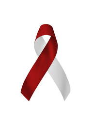 Head and neck cancer awareness with burgundy ivory white color ribbon isolated with clipping path,...