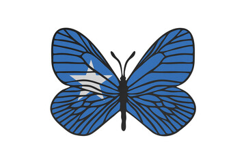 Butterfly wings in color of national flag. Clip art on white background. Somalia