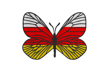 Fototapeta na wymiar Butterfly wings in color of national flag. Clip art on white background. South Ossetia