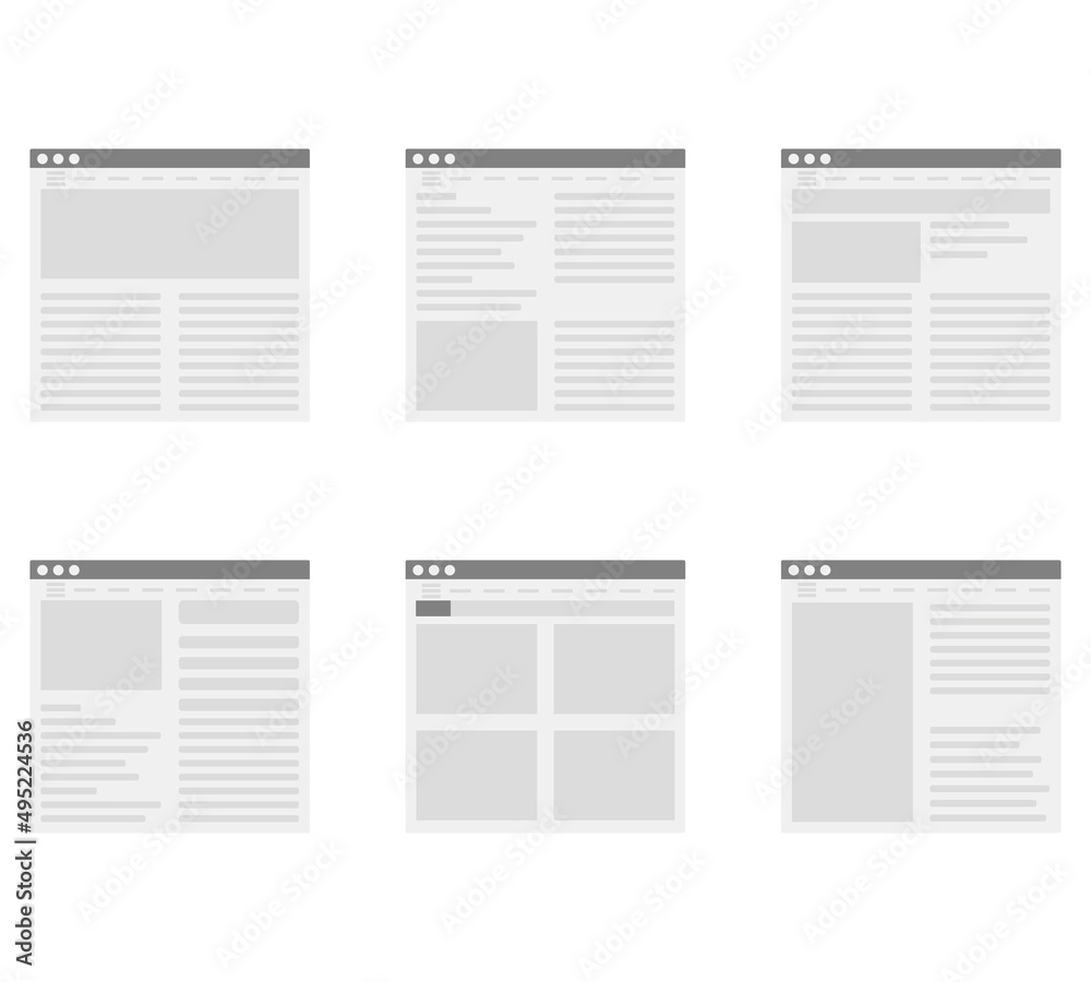 Wall mural simple web page ui and ux, flat design window with news