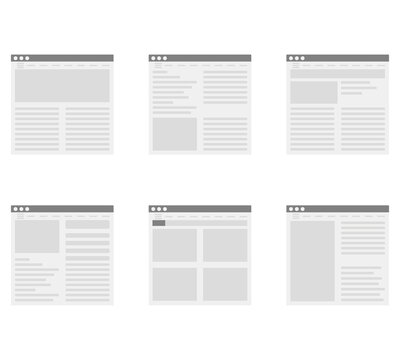 Simple web page ui and ux, flat design window with news