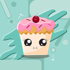 cute junk food bakery cartoon illustration