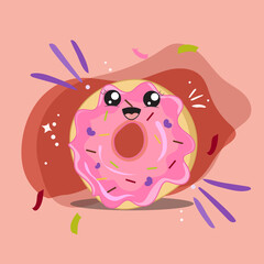 cute junk food bakery cartoon illustration