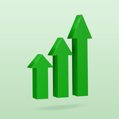 Growth graph 3D icon. Increase symbol. 3D rendering.