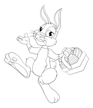 recommend clip art: Easter Bunny Cartoon Rabbit With Eggs Basket