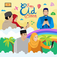 Muslim festival Eid Mubarak Vector Illustration