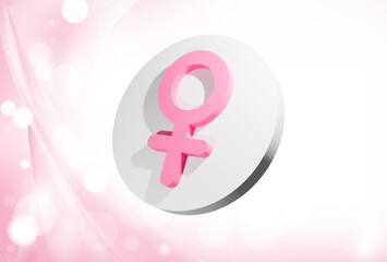 3D beautifully rendered blue female gender symbol. Minimal idea concept, 3D Render