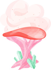Toxic Fantasy Mushroom Colored Cartoon Illustration
