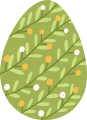 Easter Egg Decorated with Floral Ornament Cartoon Illustration