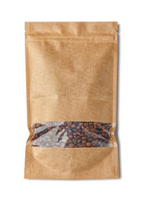 kraft paper doypack pouch with zipper on white background eco-friendly packaging