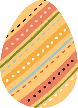Easter Egg with Striped Ornament Cartoon Illustration