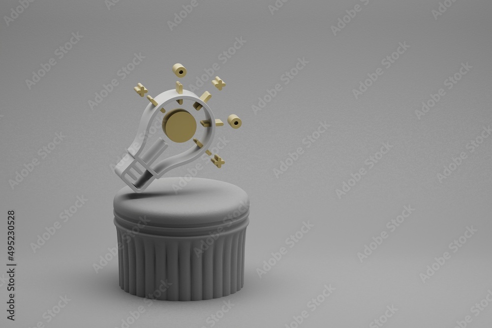 Aufkleber Beautiful abstract illustrations Bulb symbol icons on a column and wonderful background. 3d rendering illustration. Background pattern for design.