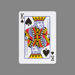 King of Spades. Isolated on a gray background. Gamble. Playing cards.