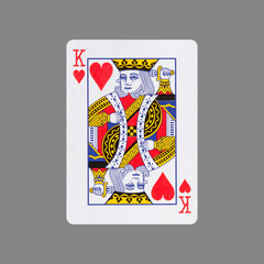 King of Hearts. Isolated on a gray background. Gamble. Playing cards.