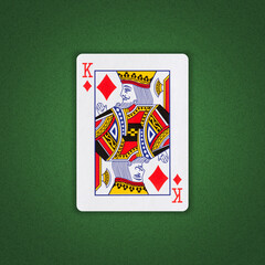 King of Diamonds on a green poker background. Gamble. Playing cards.