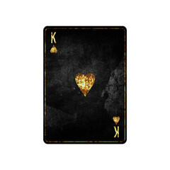 King of Hearts, grunge card isolated on white background. Playing cards. Design element.