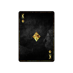 King of Diamonds, grunge card isolated on white background. Playing cards. Design element.