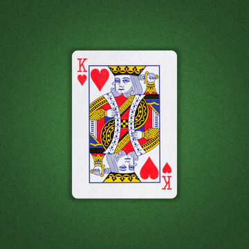 King of Hearts on a green poker background. Gamble. Playing cards.