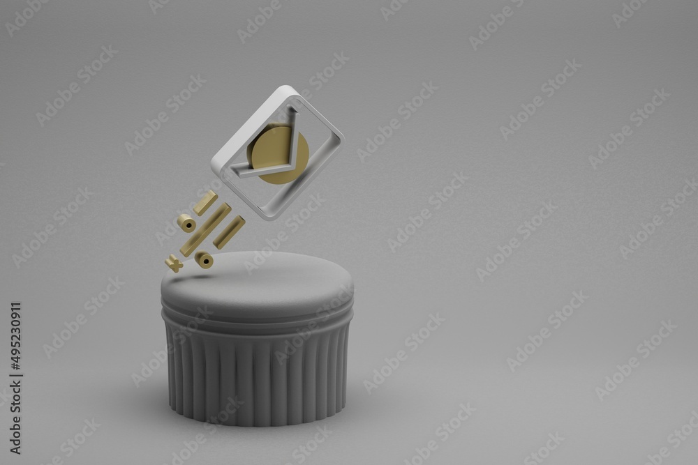 Aufkleber Beautiful abstract illustrations Mail symbol icons on a column and wonderful background. 3d rendering illustration. Background pattern for design.