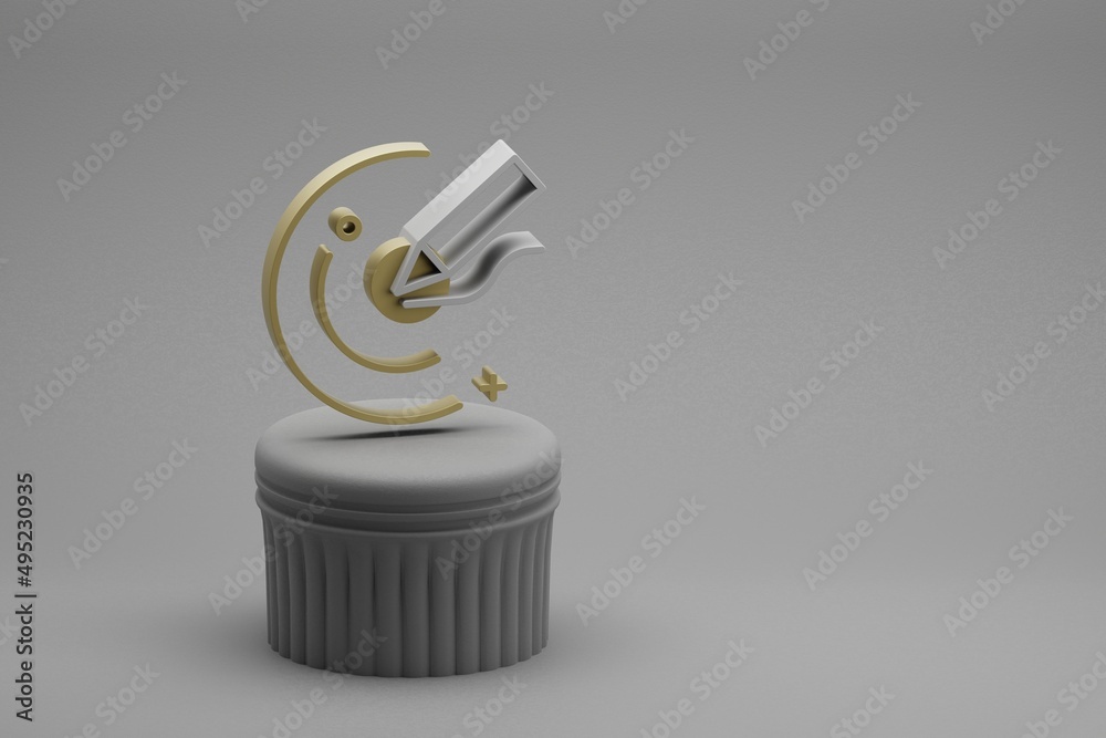 Poster Beautiful abstract illustrations Pencil symbol icons on a column and wonderful background. 3d rendering illustration. Background pattern for design.