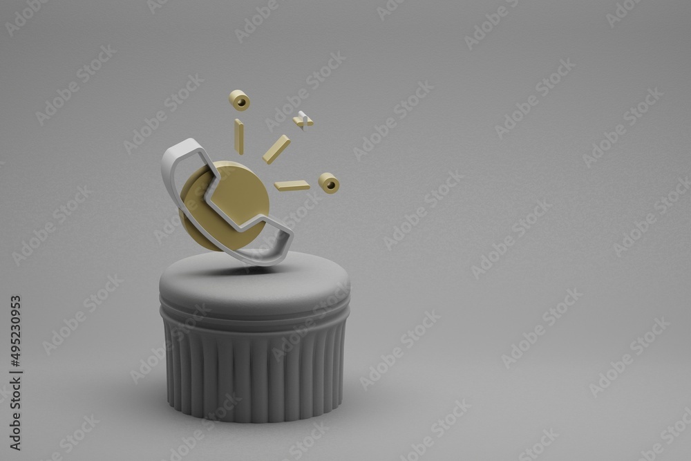 Leinwandbilder beautiful abstract illustrations phone symbol icons on a column and wonderful background. 3d renderi