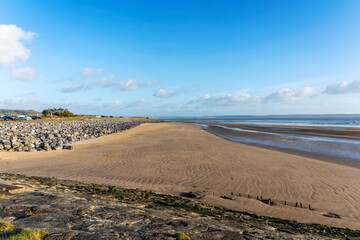 Burry Port beach in Carmarthenshire South Wales UK, which is a popular Welsh tourist travel resort and coastline landmark, stock photo image