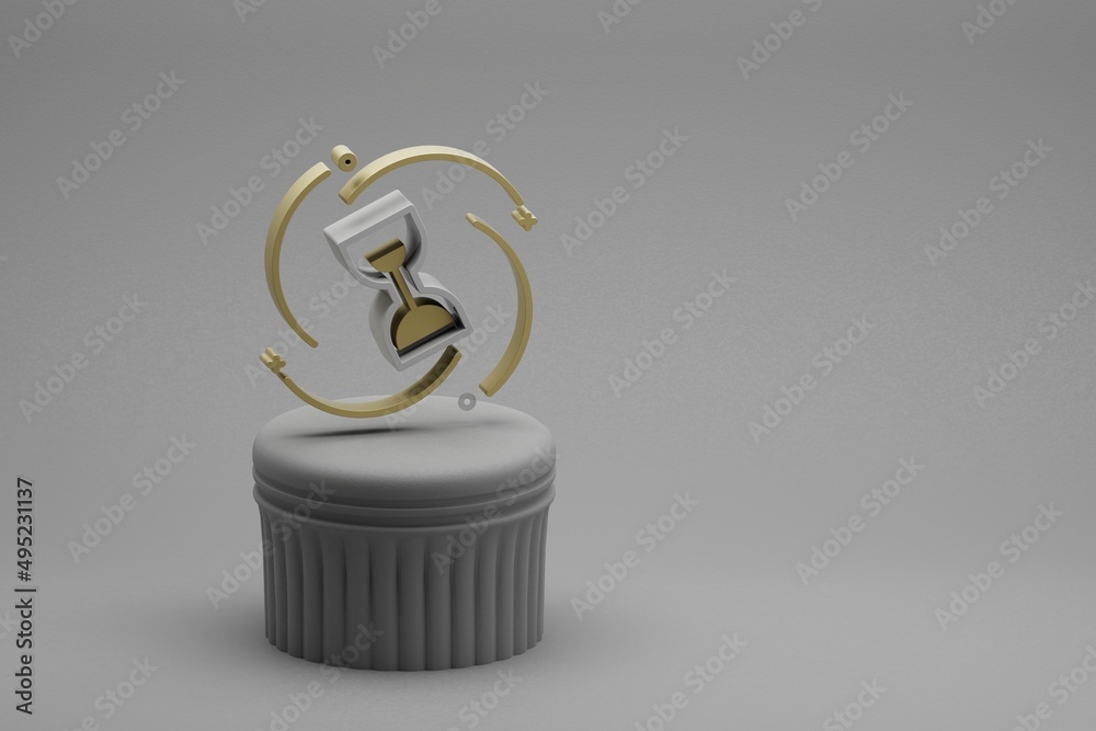 Aufkleber Beautiful abstract illustrations Sand Clock symbol icons on a column and wonderful background. 3d rendering illustration. Background pattern for design.