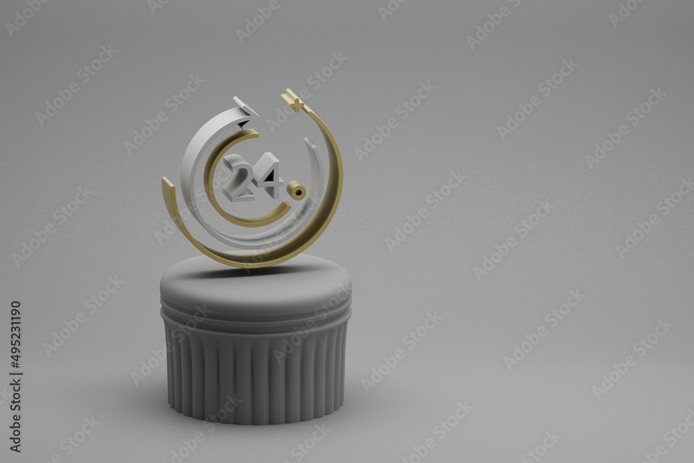 Aufkleber Beautiful abstract illustrations Support 24 symbol icons on a column and wonderful background. 3d rendering illustration. Background pattern for design.