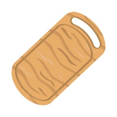 Wooden kitchen cutting board for meat. Vector illustration in flat cartoon style.