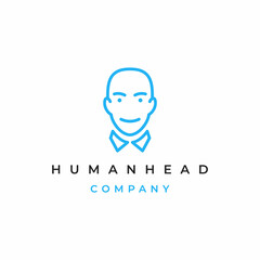 Line art man head logo design vector icon illustration