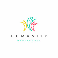 Line art People together human unity logo icon design vector