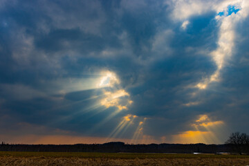 Naklejka premium sun rays from clouds 