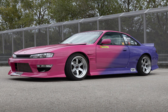 MONTMELO, SPAIN-OCTOBER 10, 2021: 1994 Nissan Silvia S 14 (AKA Nissan 200SX or Nissan 240SX)