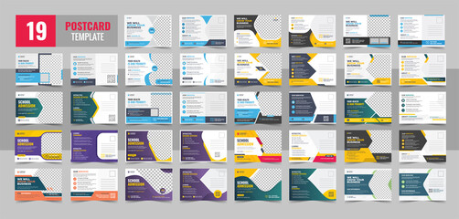 Corporate postcard design template. amazing and modern postcard design. stylish corporate postcard design bundle - obrazy, fototapety, plakaty