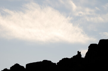 Fototapeta premium Rocky profile and clouds. Teide National Park. Tenerife. Canary Islands. Spain.