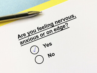 Questionnaire about anxiety