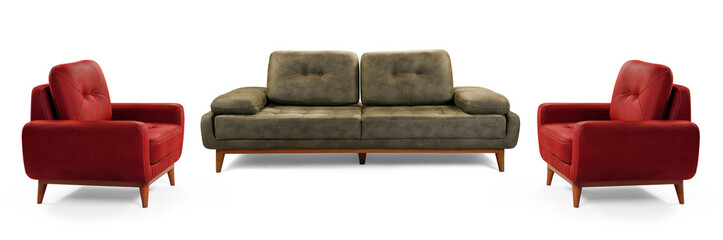 Modern furniture set on white background