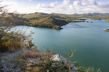 Fototapeta premium Beautiful Santa Martha Bay from a lookout on the island Curacao in the Caribbean