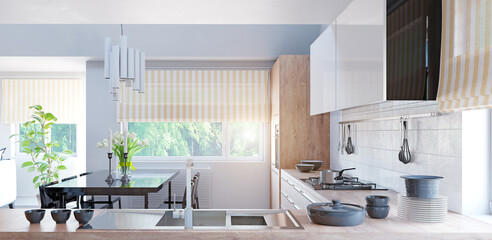 modern kitchen interior.