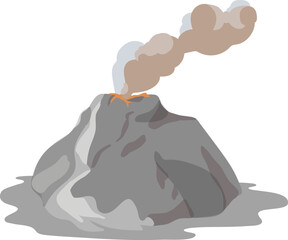 Active Volcano Emitting Smoke Colored Illustration © Good Studio