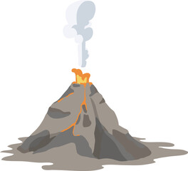 Active Volcano Erupting Colored Illustration