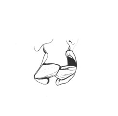 Lips set, attractive human mouths. Cartoon mouth icons. drawing with a pen, a sketch kiss with a tongue
