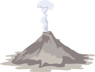 Active Volcano Emitting Smoke Colored Illustration © Good Studio