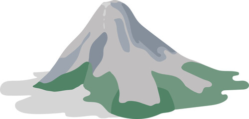 Inactive Volcano Colored Illustration