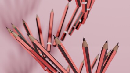 A Set of Wooden Sharpened Red & Black Pencils