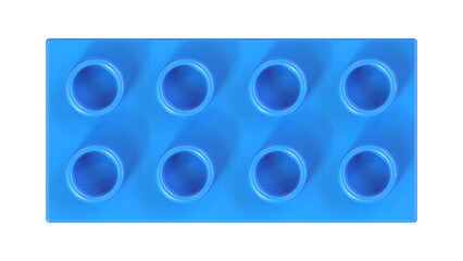Fototapeta premium 8K Ultra HD Top View of a Blue Plastic blocks Toy Brick Isolated on a White Background. Children Building Block. High Quality 3D Rendering with a Work Path, 7680x4320
